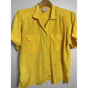Vintage‎ Y2K  Lindsey Blake Bright Yellow Shirt breast pocket cuffed sleeve